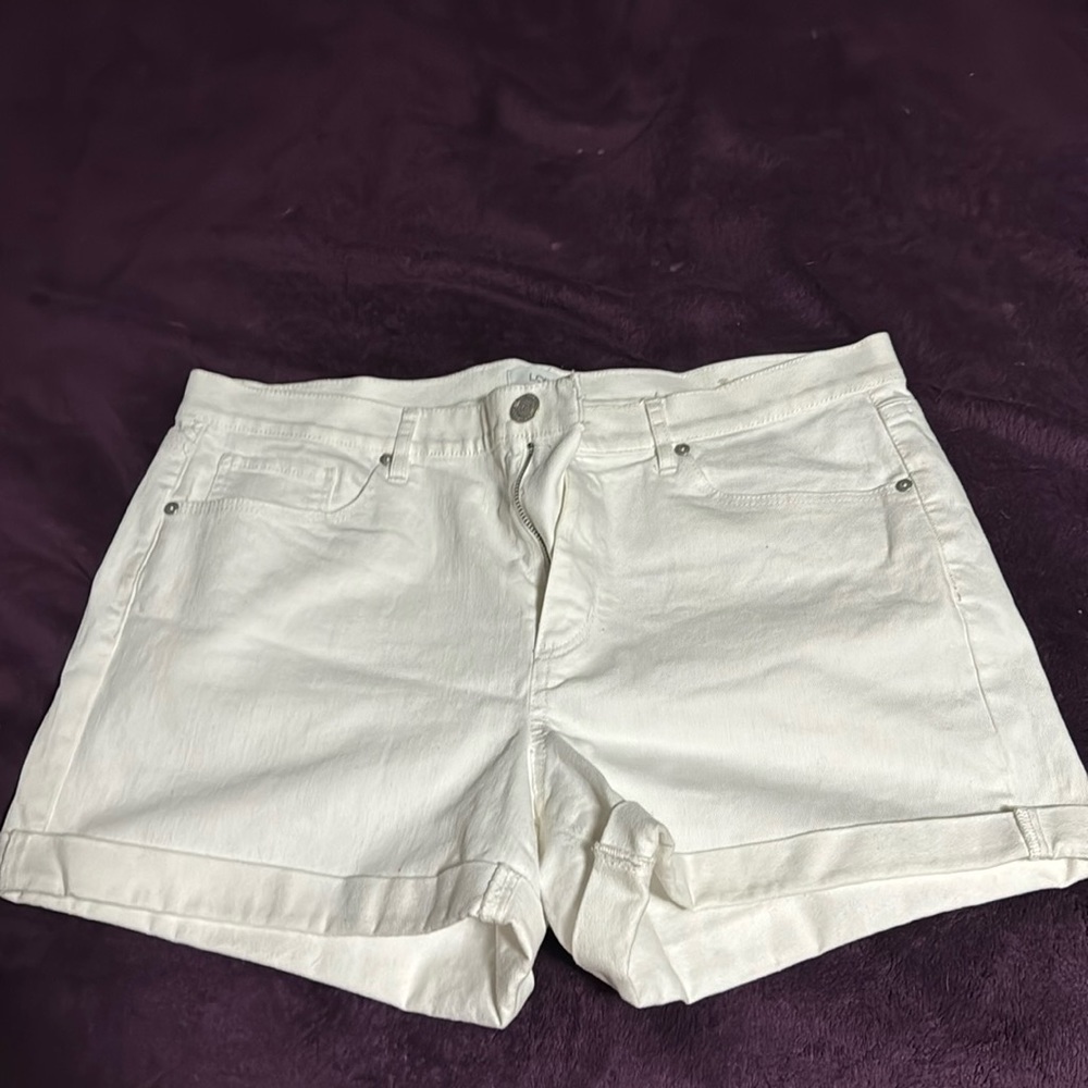 Loft white denim shorts